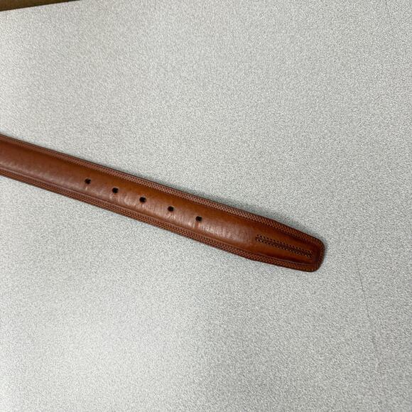 Columbus Leather Belt Mens Size Large Silver Buckle 1.5in Made in Italy Stitched - Picture 6 of 8